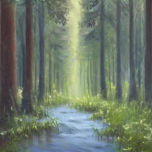 Image similar to a beautiful painting of a forest by oleg vdovenko. trending on artstation