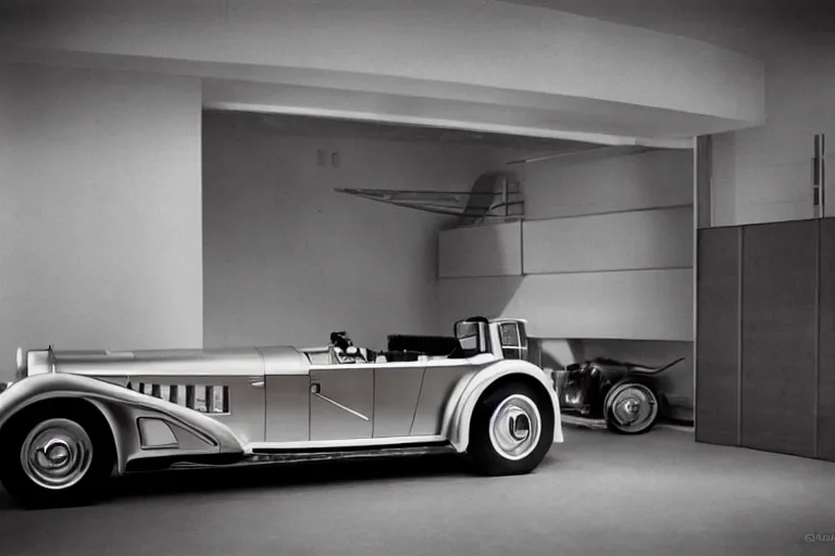 Image similar to duesenberg model sj concept, inside of a minimalist Tokyo garage, ektachrome photograph, volumetric lighting, f8 aperture, cinematic Eastman 5384 film