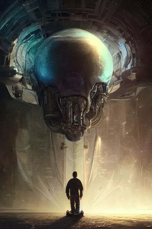 Prompt: mankind brain vacuum in space, alien style, close - up portrait, intricate, elegant, volumetric lighting, scenery, digital painting, highly detailed, artstation, sharp focus, illustration, concept art, luis rollo, ruan jia, steve mccurry, john berkey