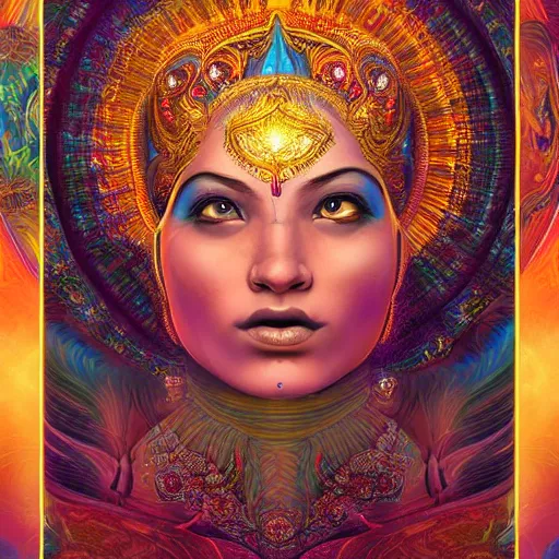 Prompt: photorealistic beautiful voluptuous celestial psychedelic india apsara, cinematic, highly atmospheric lighting, trending on artstation, golden ratio, rule of thirds, highly detailed, ornate, alex grey, greg rutkowski, in the style of marvel comics, artgerm, frank bairstow, james cameron, ridley scott