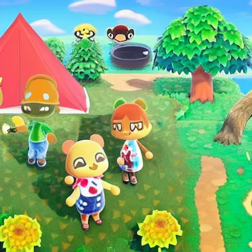 Image similar to realistic painting of animal crossing highly detailed trending on art station