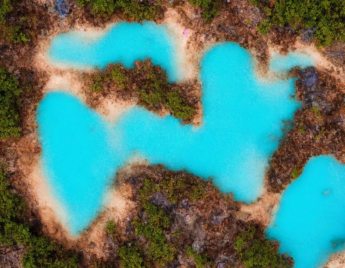 Image similar to closeup shot photo of ultra realistic blue lagoon with exotic tree heart / shaped sandy beach island, sunset lighting