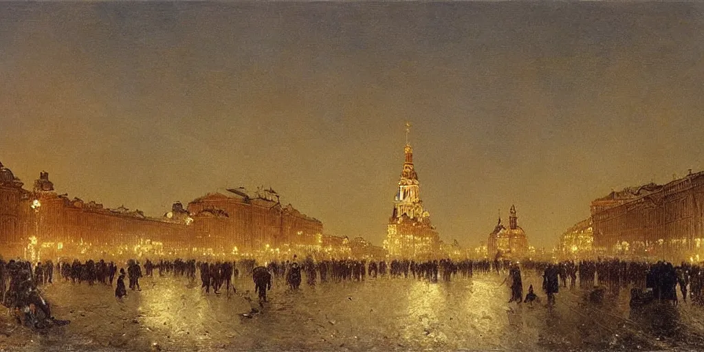 Image similar to Saint Petersburg in 1914 in winter, evening, Rozalski