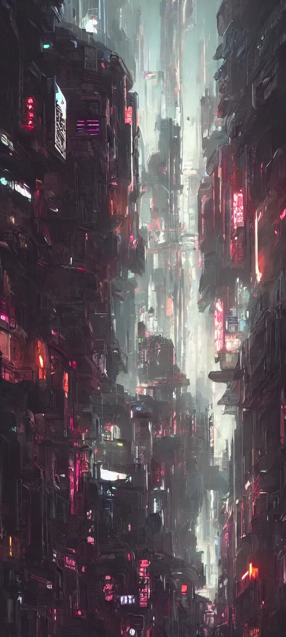 Prompt: A painting of a Cyberpunk City trending on artstation in the style of Greg Rutkowski