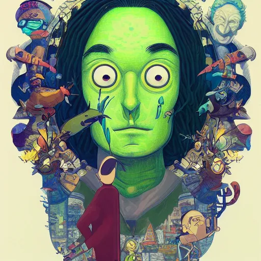 Prompt: lucky pixel portrait by gaston bussierre and charles vess and james jean and erik jones and rhads, inspired by rick and morty, epic, funny, huge scale, beautiful fine face features, intricate high details, sharp, ultradetailed