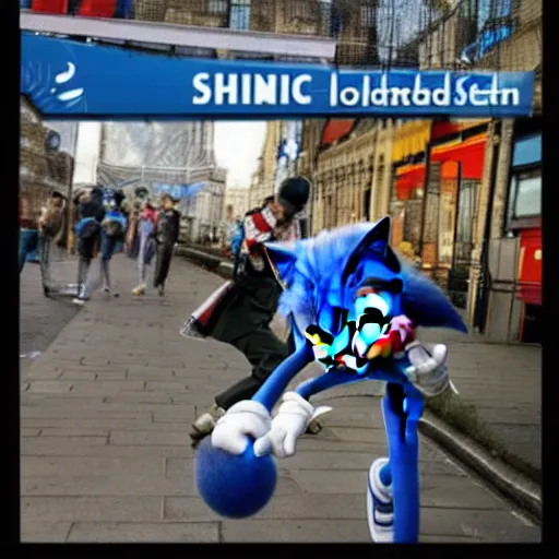 Prompt: Sonic visits London