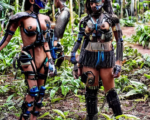 Prompt: amazonian cyborgs photographed by national geographic