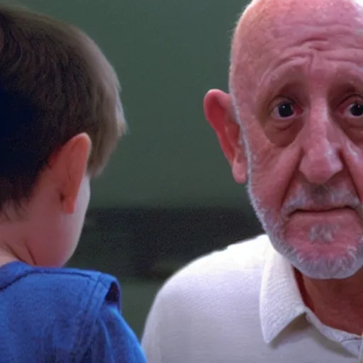 Prompt: mike ehrmantraut becomes a kid named finger