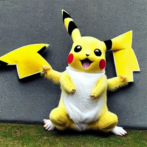 Prompt: a photo of a real life pikachu, real life size
