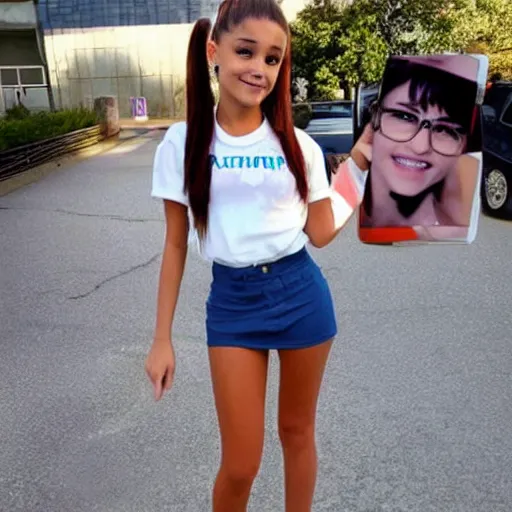 Prompt: ariana grande as a high school nerd