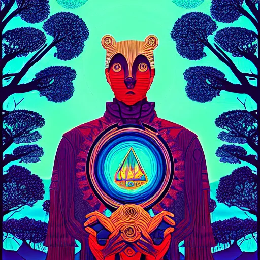 Image similar to Forest EOS-1D, f/1.4, ISO 200, 1/160s, 8K, RAW, unedited, symmetrical balance, in-frame, god rays, digital art, high detail by tristan eaton, victo ngai