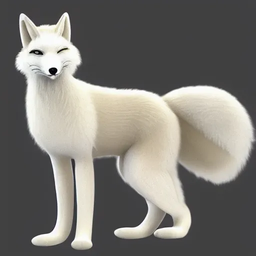 Image similar to anthropomorphic white fox, in the style of avery tex,