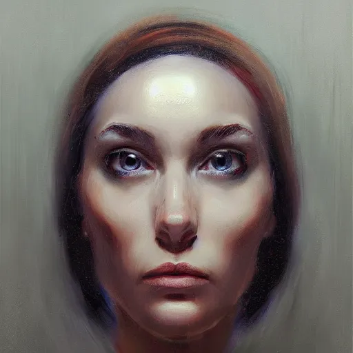 Image similar to ethereal robot portrait concept art oil painting by jama jurabaev, extremely detailed, brush hard, medium, artstation