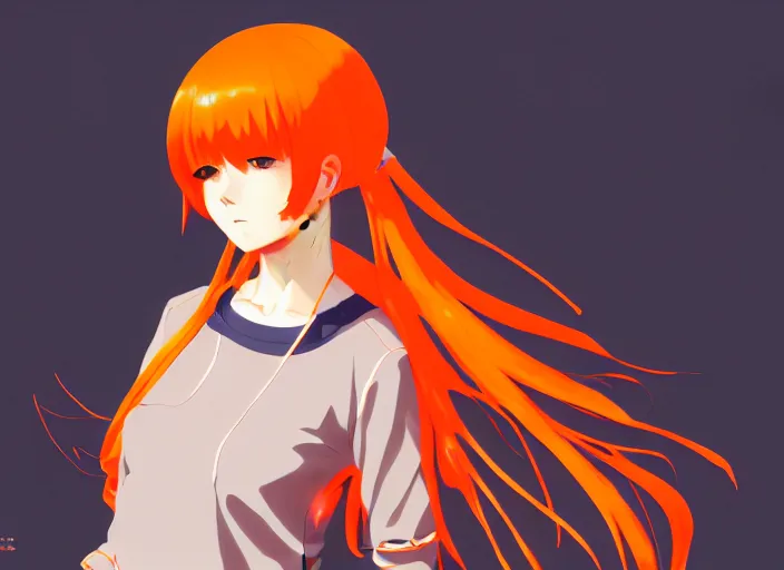 Image similar to anime girl with orange hair in the Soviet pioneer form, omoide emanon, tsuruta kenji, kyoto animation, manga,katsura masakazu, intricate, detailed, studio lighting, gradation,editorial illustration, matte print, Ilya Kuvshinov, concept art, digital