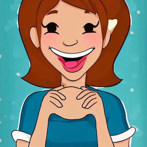 Image similar to cute cartoon girl laughing