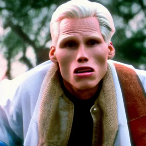 Image similar to Live Action Still of Jerma in Back to the Future, real life, hyperrealistic, ultra realistic, realistic, highly detailed, epic, HD quality, 8k resolution, body and headshot, film still