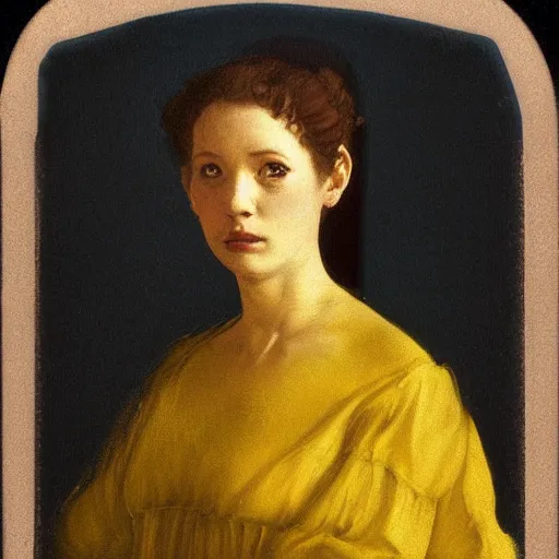 Image similar to an elegant girl in a liminal abandoned room, blue and gold, old polaroid by goya, by pontormo, digital painting, jugendstil, art noveau, strong lights, flat colors, pastel colors, highly detailed,