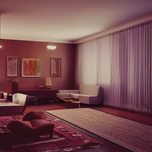 Image similar to 60's interiors of an apartment, photorealistic, cinematic, volume light, rendered in octane, artstation