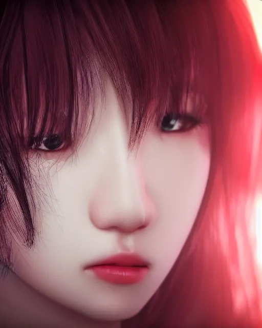 Image similar to official hd photo portrait of kpop idol girl closeup tired and angry by squareenix trending on artstation Flickr depth of field cinematic backlit smoke noir technoir detailed