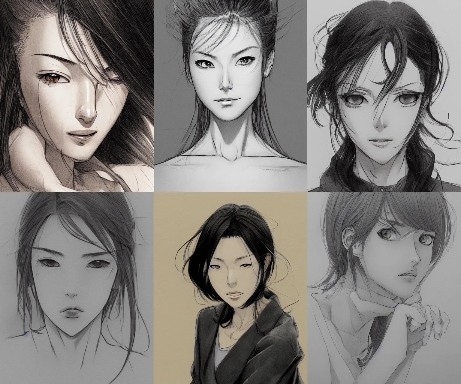 Prompt: portrait of a woman, sketch, artstation trending, high detail, focus, smooth, beautiful, by yusuke murata, takehiko inoue, hiroya oku, makoto yukimura, shinichi sakamoto, kousuke oono, inio asano