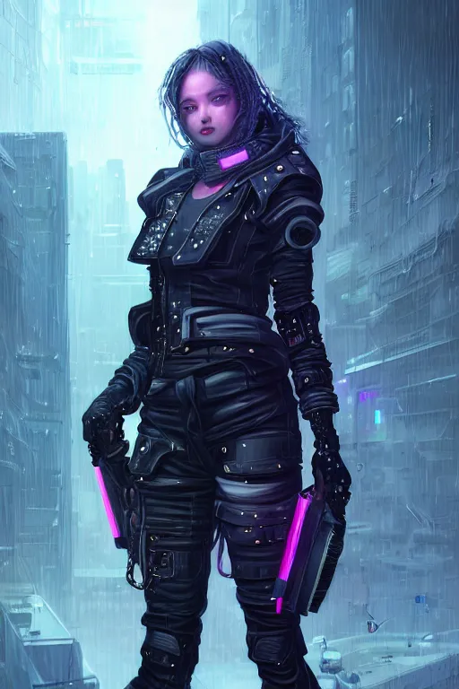 Image similar to portrait futuristic confidence cyberpunk young female Musketeer, in futuristic stormy heavy snowy tokyo rooftop cyberpunk night, ssci-fi, fantasy, intricate, very very beautiful, elegant, neon light, highly detailed, digital painting, concept art, human anatomy, soft light, hdri, smooth, sharp focus, illustration, art by tian zi and craig mullins and WLOP and alphonse mucha