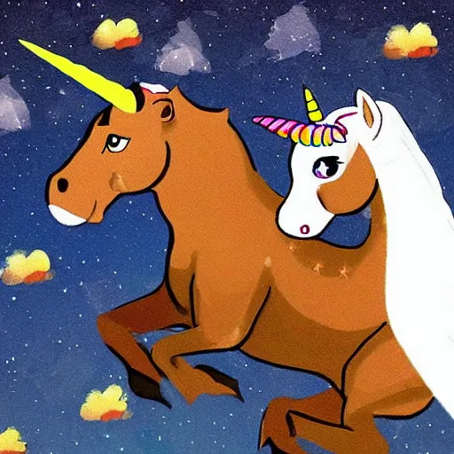 Image similar to mike tyson riding a unicorn