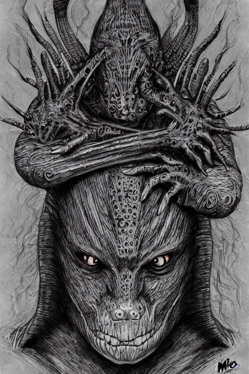 Image similar to mole humanoid figure monster, symmetrical, highly detailed, digital art, sharp focus, trending on art station, kentaro miura manga art style