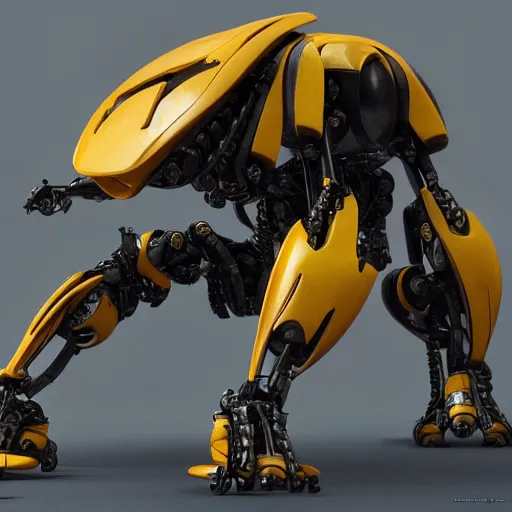 Image similar to hard surface, robotic platform, based on bumblebee, 6 claws, unreal engine