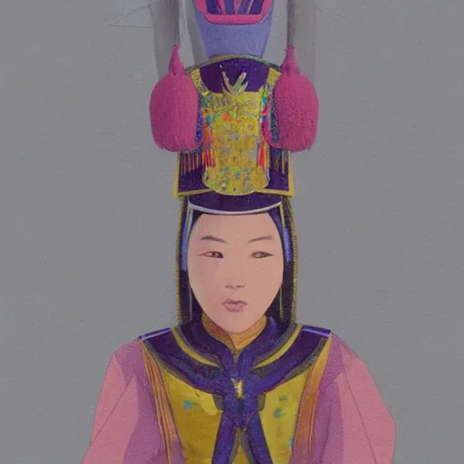 Image similar to mongolian queen genepil, concept art