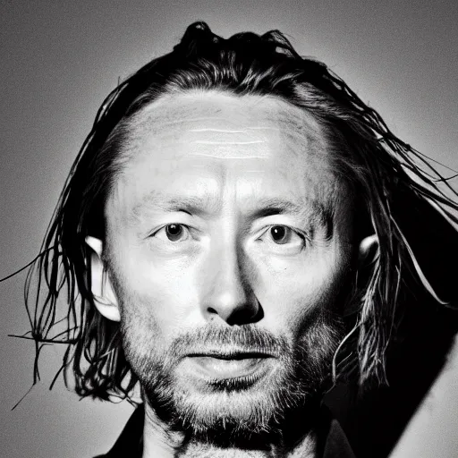 Image similar to a black and white photo of thom yorke in a suit by John E. Berninger, featured on pexels, les nabis, studio portrait, chiaroscuro, ultrafine detail