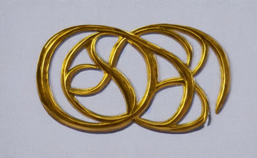 Prompt: ornate engraved carving of an infinity symbol on a gold panel