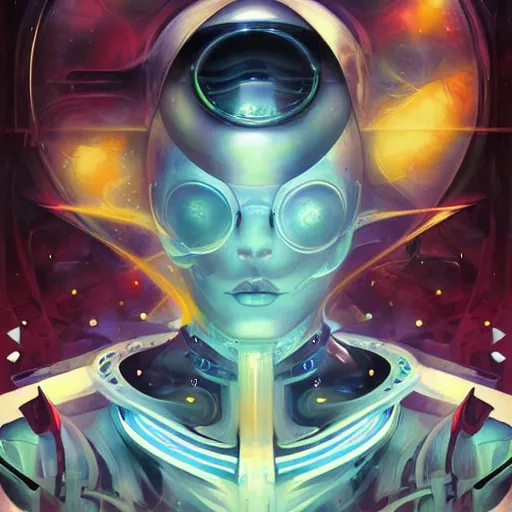 Image similar to scifi futurism automaton minimalism chrome by peter mohrbacher art Hajime Sorayama airbrush hyperrealism model abstract shatter fragments cubism futurism pastel blue soft flat minimal minimalism portrait face jackson pollock ukiyo-e lithograph mark ruthko swirl escape noise shimmer glow paint