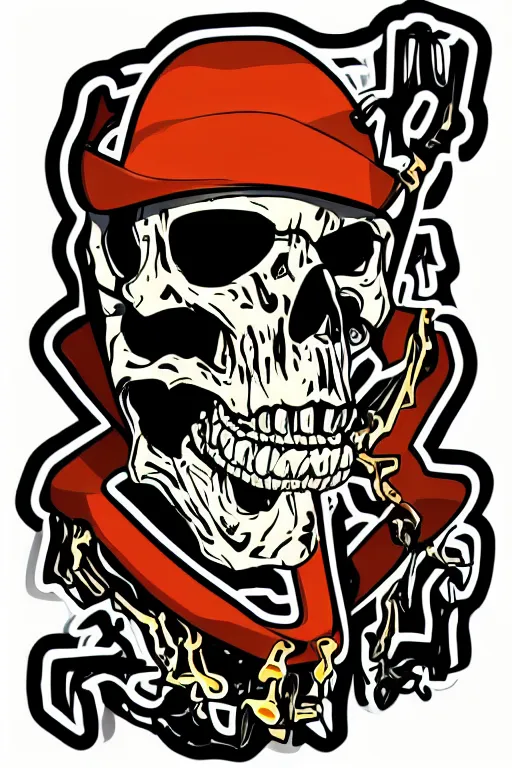 Image similar to A portrait of a skeleton that is a gangster, sticker, colorful, illustration, highly detailed, smooth and clean vector curves, no jagged lines, vector art, smooth