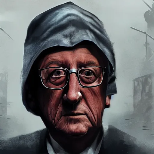 Image similar to Jean-Claude Juncker as a sith lord, post-apocalyptic, Munich, wlop, artstation