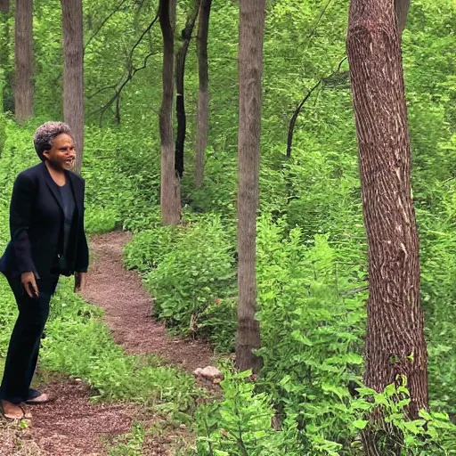 Image similar to chicago mayor lori lightfoot was spotted on woodland trail cam at midnight green night vision