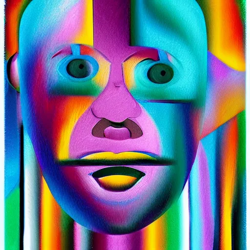 Prompt: abstract face made from narrow vertical streaks of color