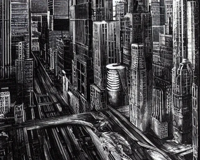 Prompt: chicago by h. r. giger