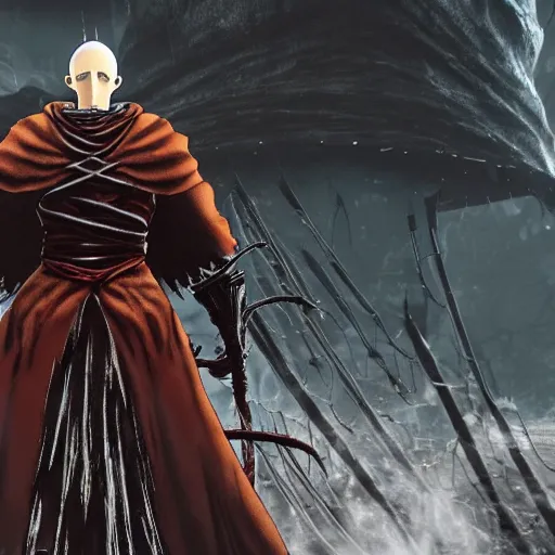 Image similar to saitama in the world of bloodborne