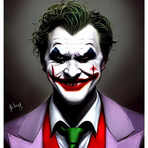 Image similar to Haley Joel Osmen dressed as a Joker, by Stanley Artgerm Lau, WLOP, Rossdraws, James Jean, Andrei Riabovitchev, Marc Simonetti, Yoshitaka Amano, ArtStation, CGSociety,