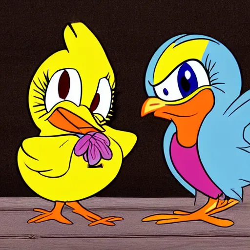 Prompt: tweety bird and sylvester become friends, highly detailed