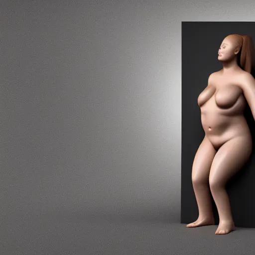 Prompt: portrait of a model who is shaped like the venus of willendorf, octane render, studio lighting