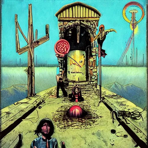 Image similar to post - punk album cover, new age, magic stone, psychedelic, dark, enki bilal