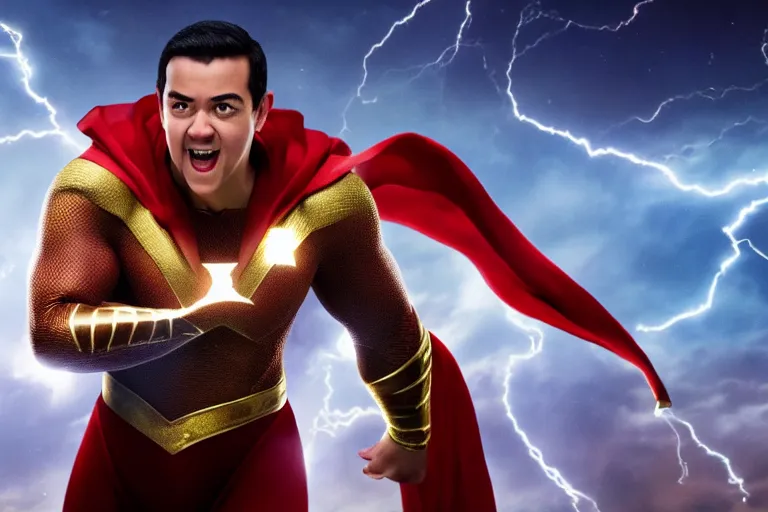 Image similar to david f. sandberg as shazam from shazam ( 2 0 1 9 ), cinematography