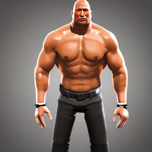 Image similar to dwayne johnson in roblox, roblox deisgn, roblox avatar, digital art, 3 d art, third dimension