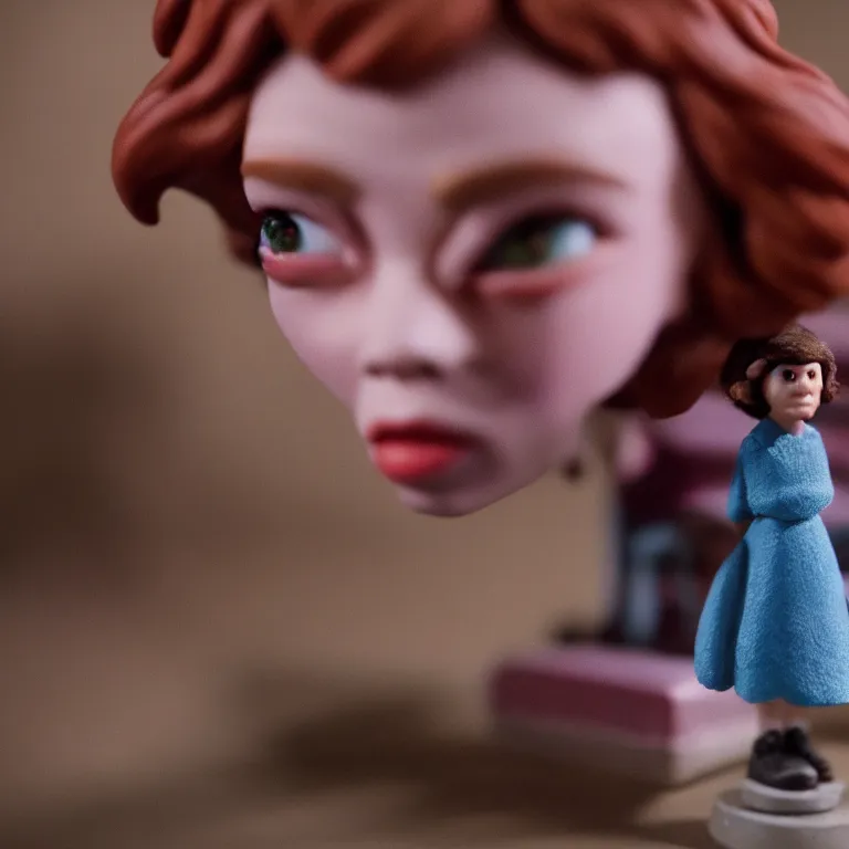 Prompt: a cinematic film still of a claymation stop motion film stranger things, portrait, shallow depth of field, 8 0 mm, f 1. 8