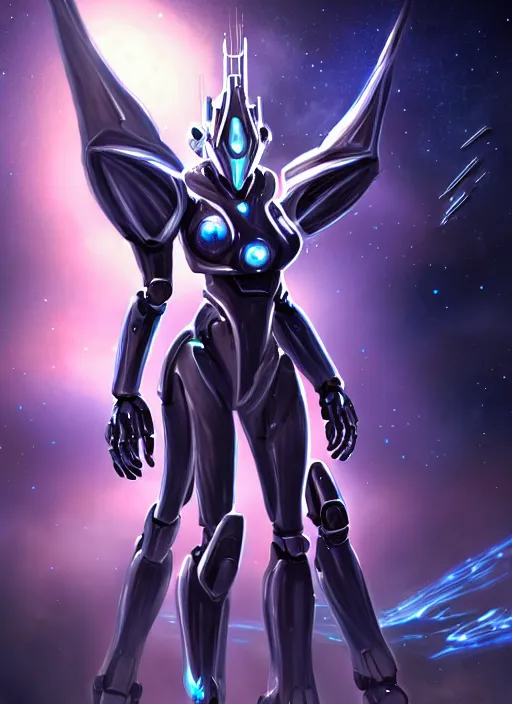 Image similar to cinematic goddess shot, cosmic sized perfectly proportioned stunning beautiful hot anthropomorphic robot mecha female dragon, in space, nebula background, larger than galaxies, holding galaxy, sharp claws, sleek silver armor, epic proportions, epic size, epic scale, digital art, furry art, macro art, dragon art, giantess art, warframe fanart, furaffinity, deviantart