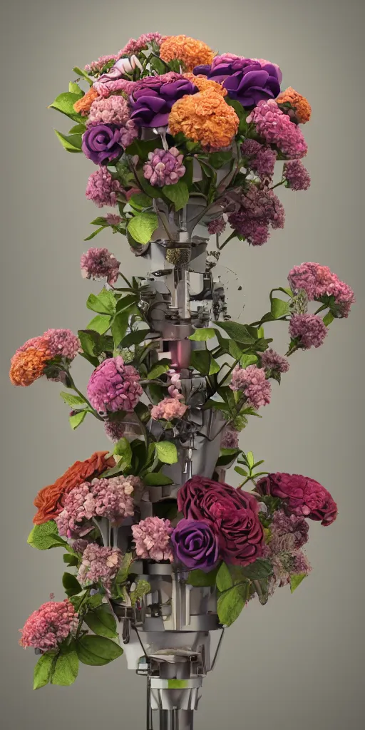 Prompt: a lovely mechanical bouquet of flowers, highly detailed, octane render, cinematic