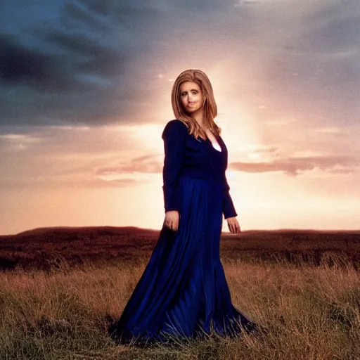 Image similar to sarah michelle gellar, buffy the vampire slayer, beautiful natural light, blue hour, by annie leibowitz