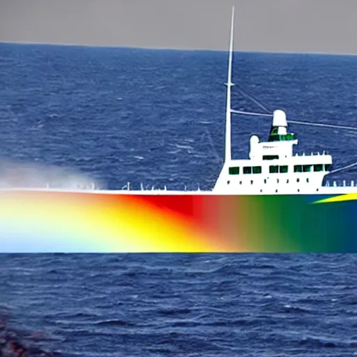 Image similar to the sinking of the rainbow warrior by the dastardly mustache twirling french