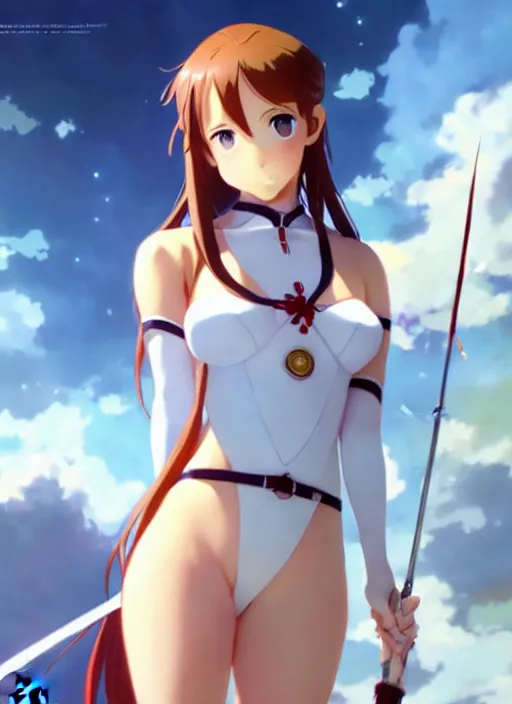 Prompt: very beautifu photo of asuna from sao, asuna by a - 1 pictures, by greg rutkowski, gil elvgren, enoch bolles, glossy skin, pearlescent, anime, maxim magazine, very coherent, mega detailed